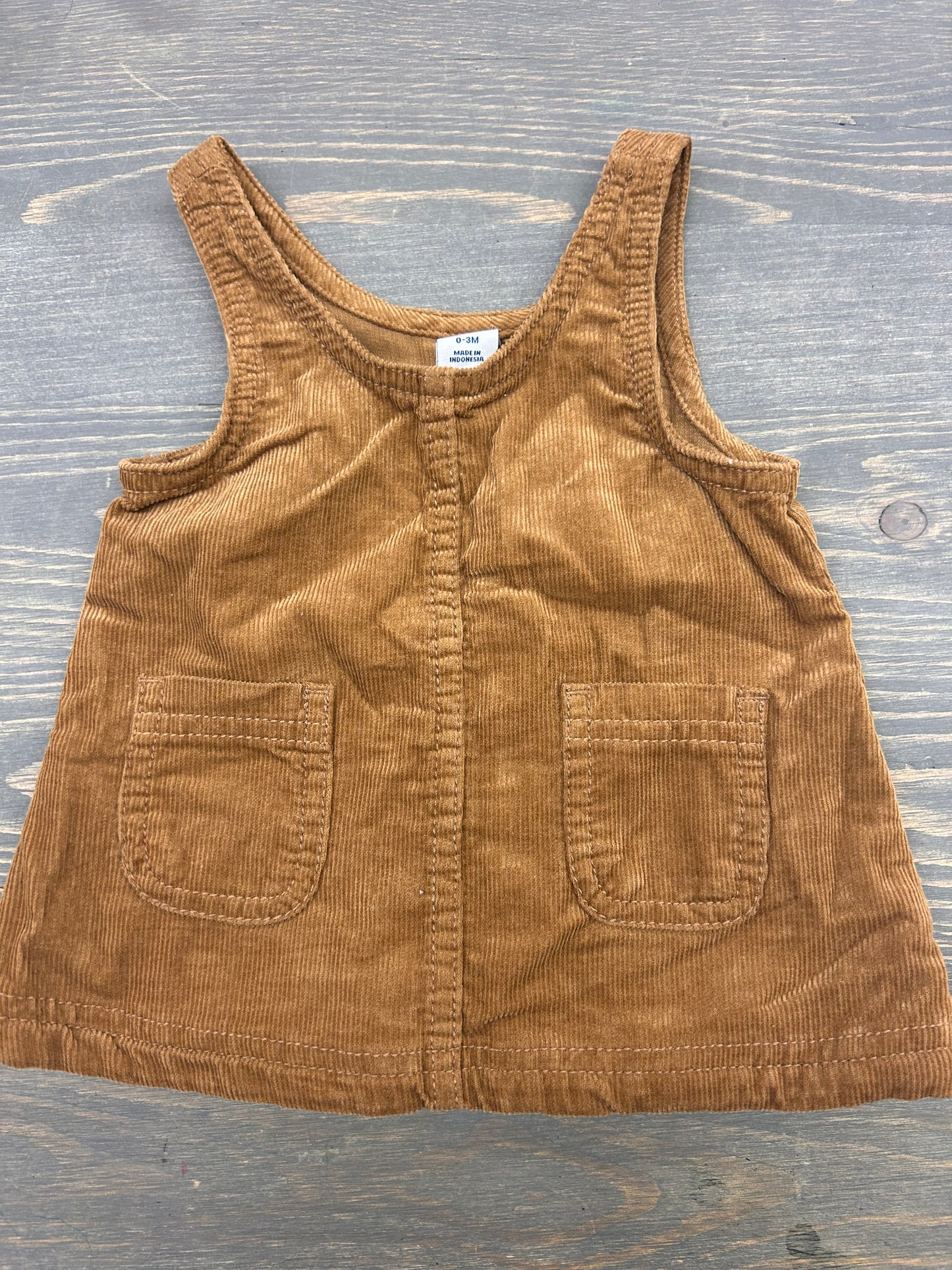 Old navy 0/3m brown corduroy overalls