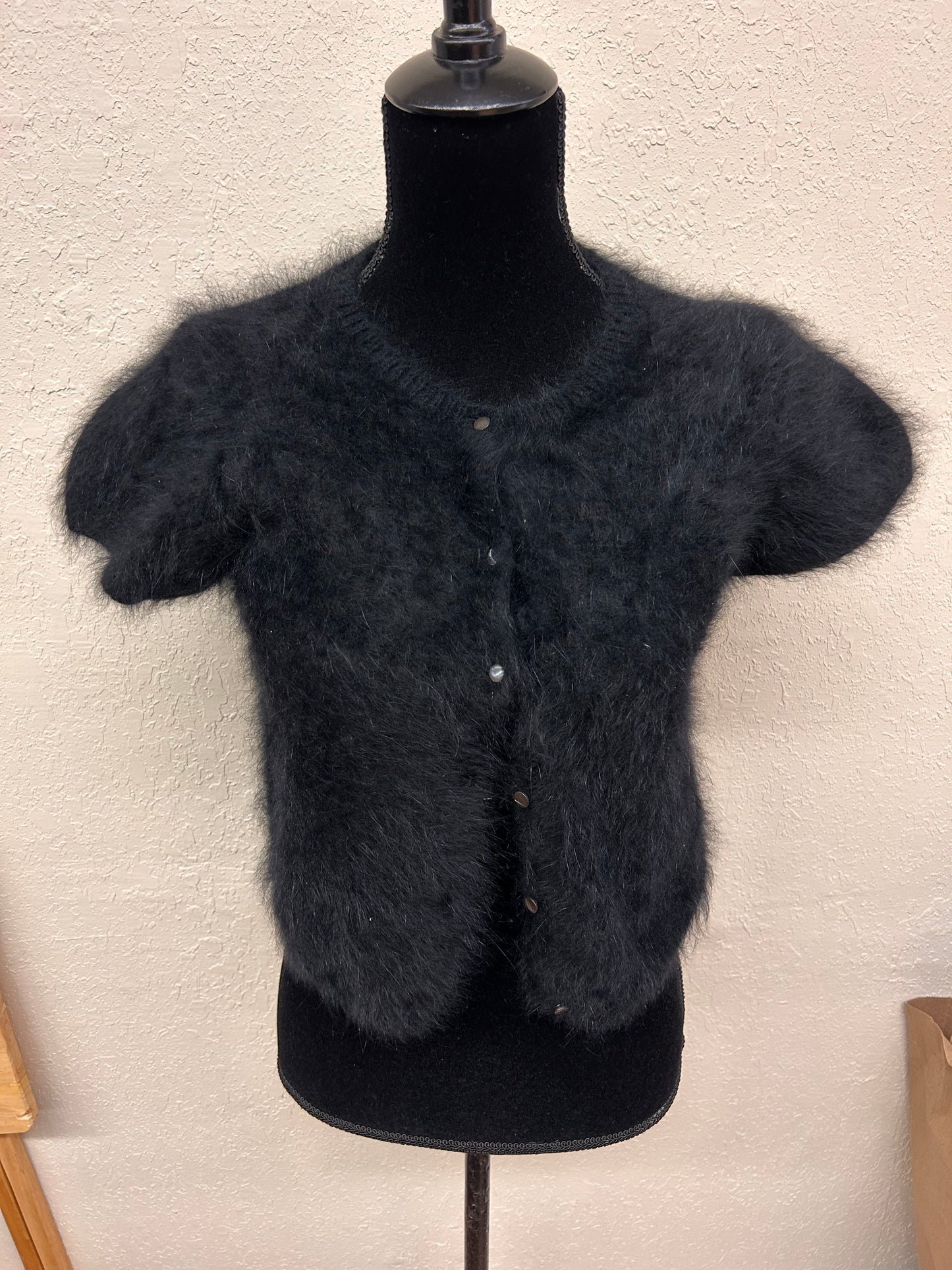 Jacob large black faux fur cardigan