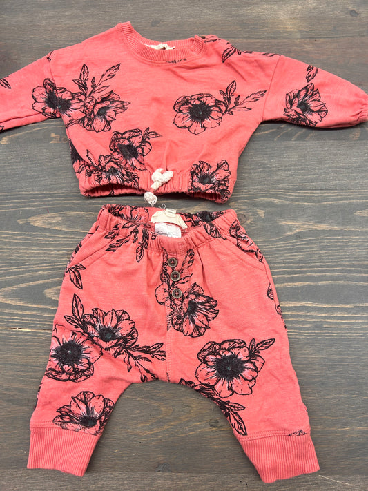 Jessica Simpson 0/3m pink floral set