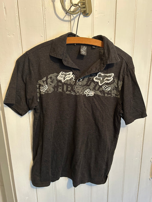 Fox youth large black polo top