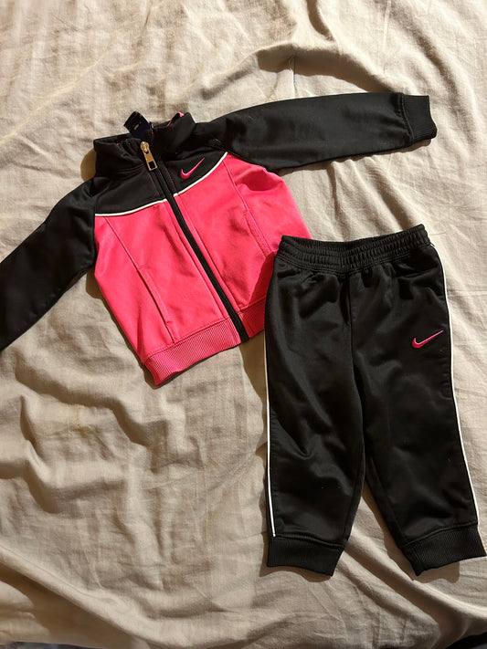 Nike 6/9m pink athletic sweater set