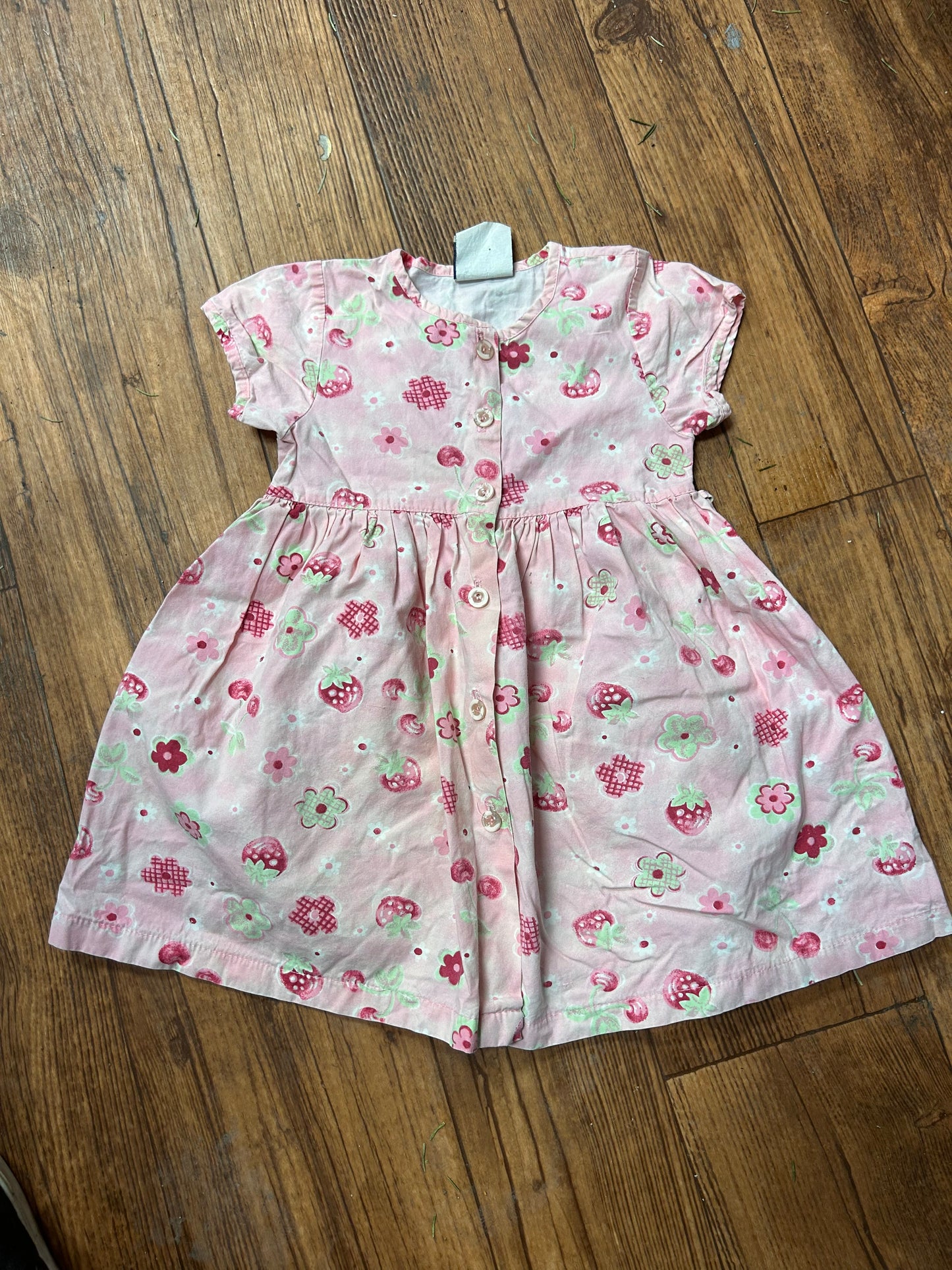 Vintage karamel 3t pink strawberry floral dress