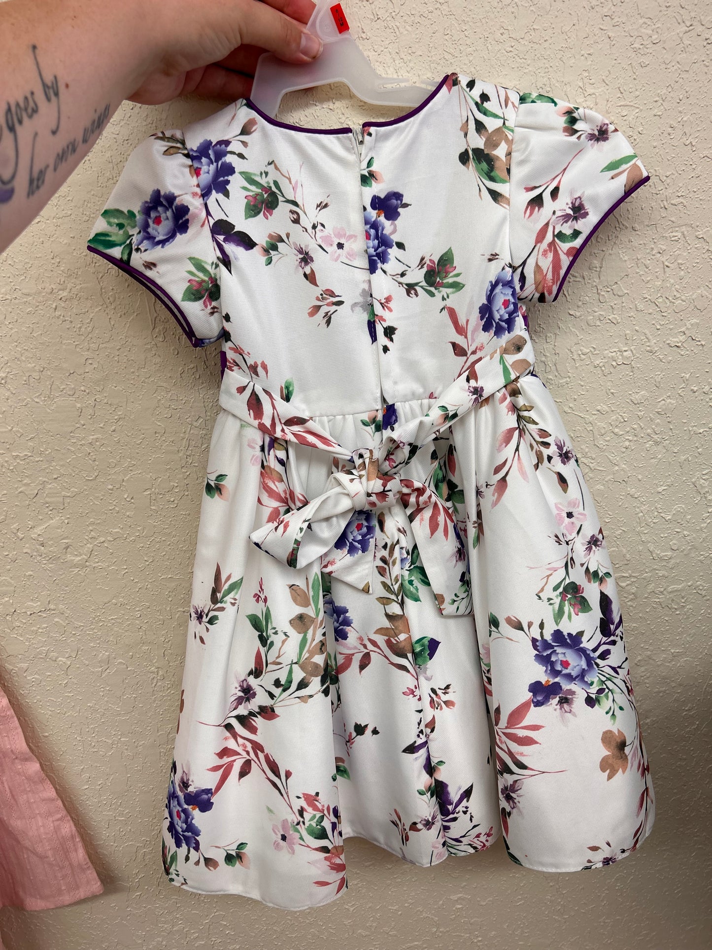 Cherry train 12m purple floral dress