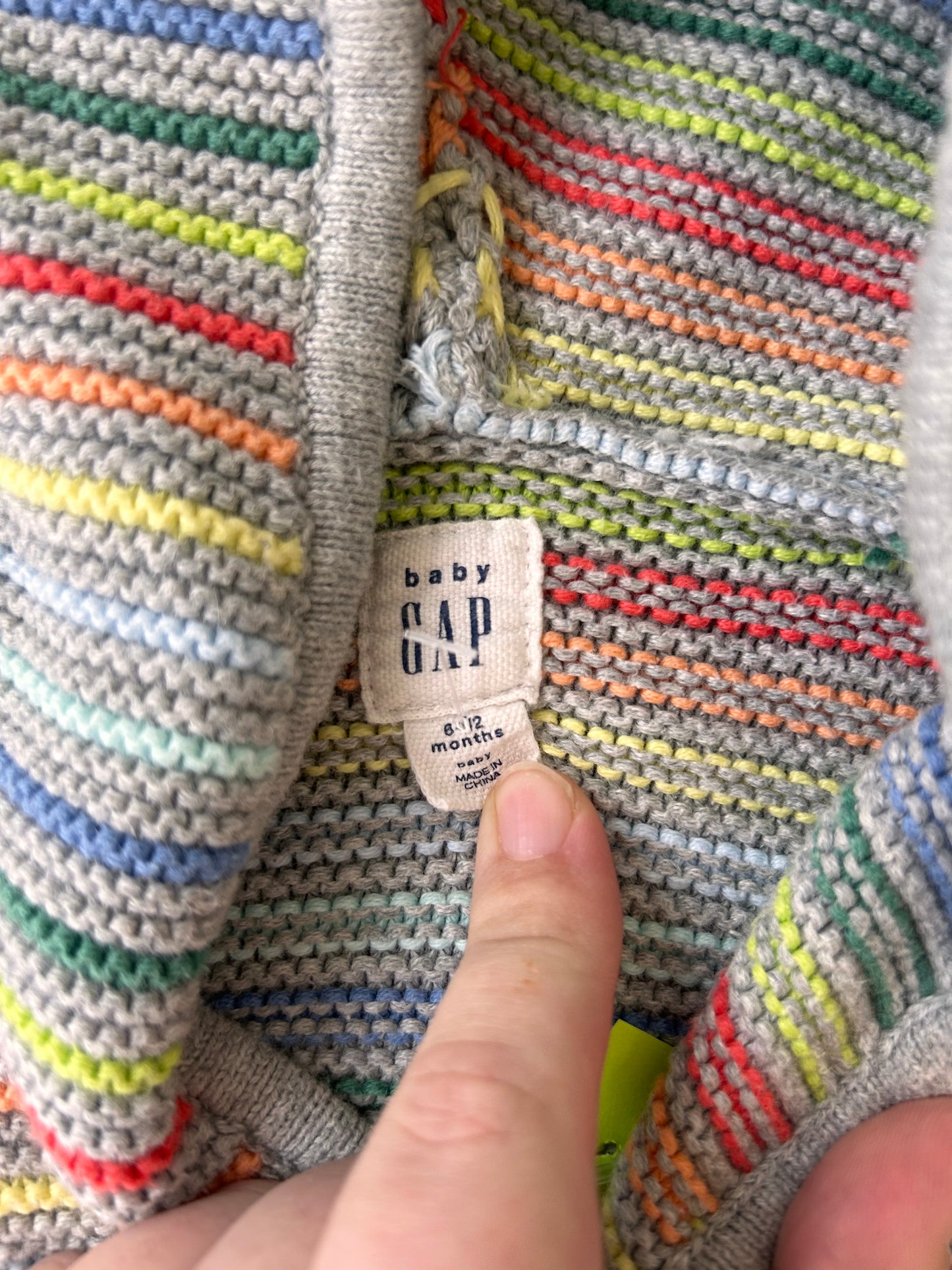 Gap 6/12m rainbow knitted cardigan