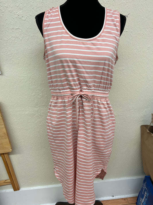 Papillion medium pink striped tank dress