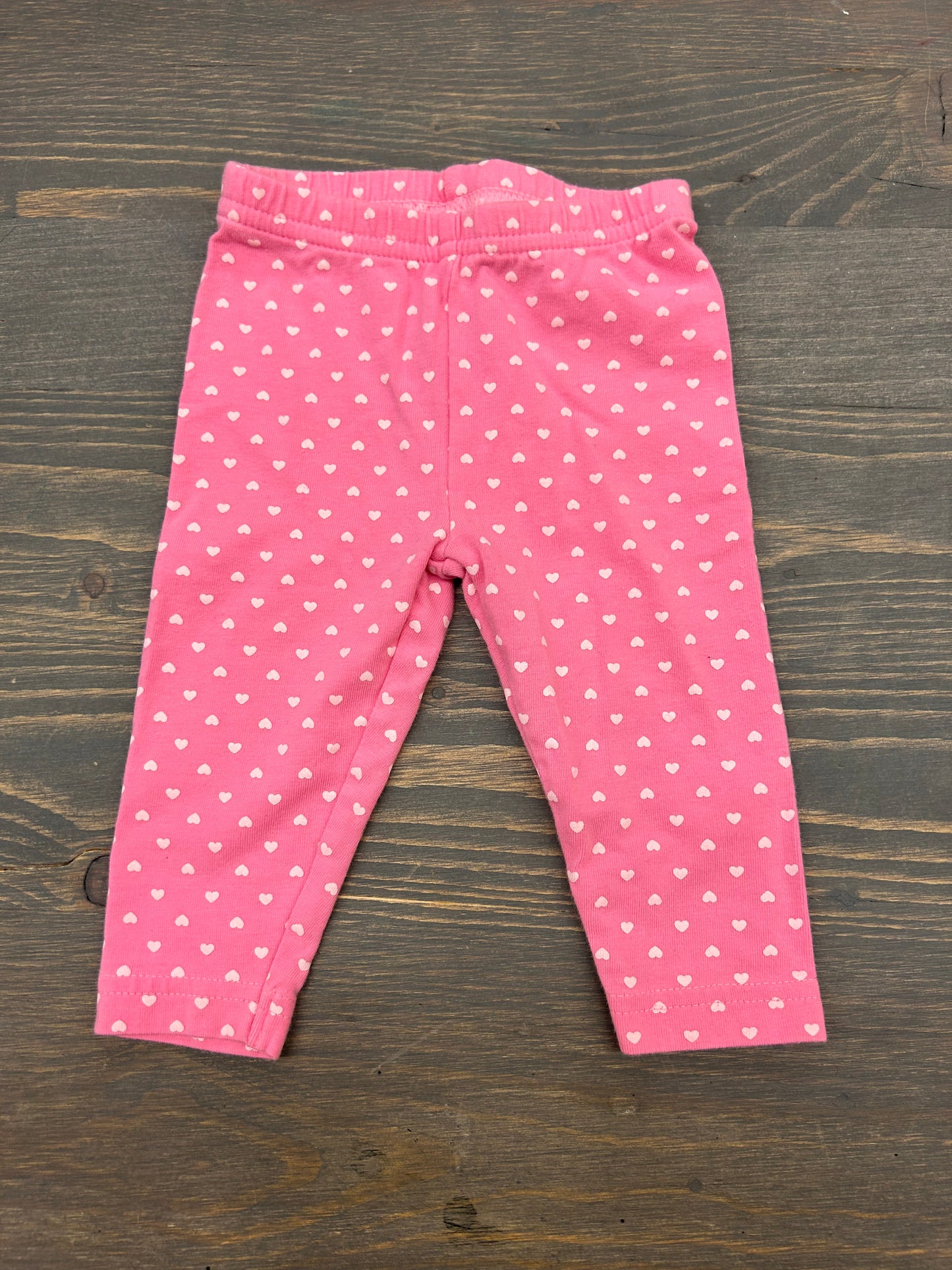 Carters 0/3m pink heart polka dot leggings