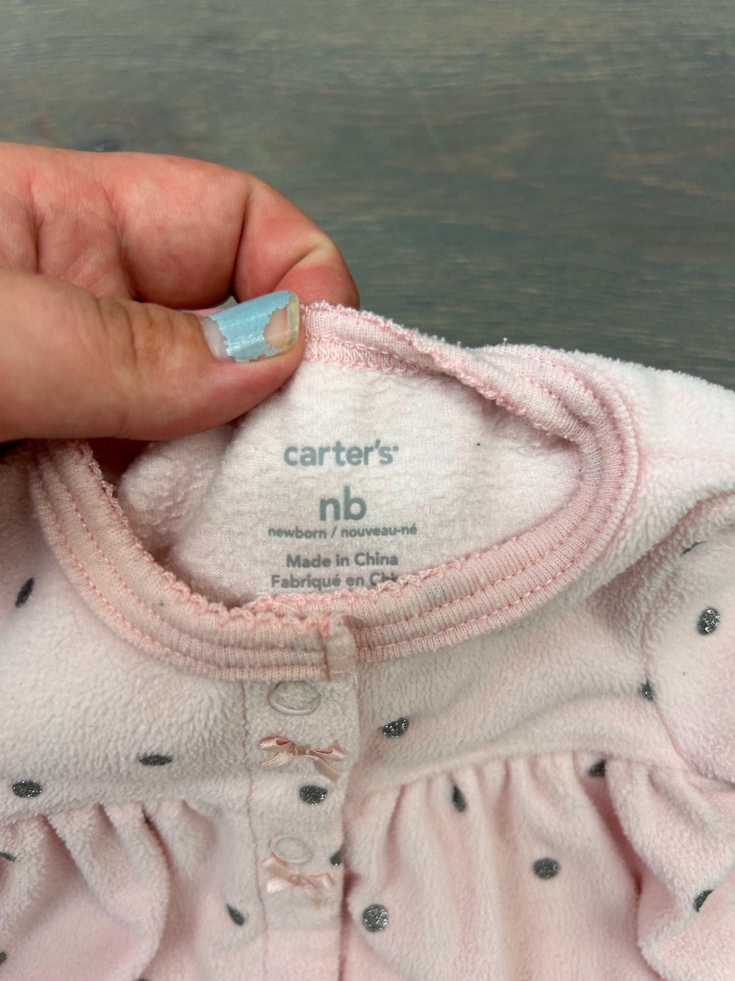 Carters newborn pink fleece polka dot sleeper