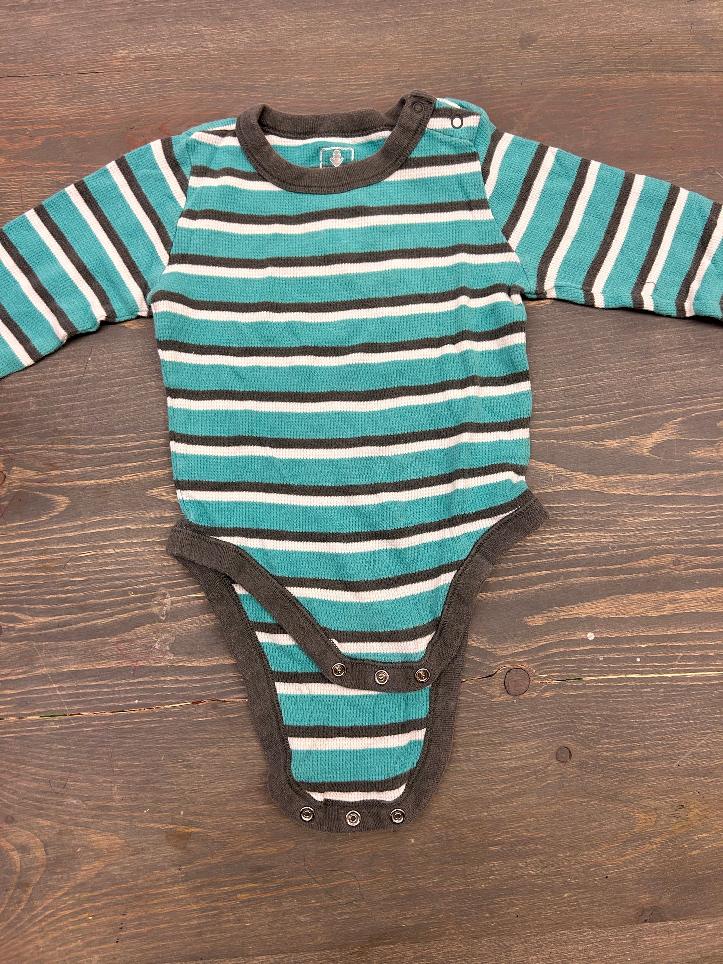 Old navy 18/24m teal & grey striped onesie