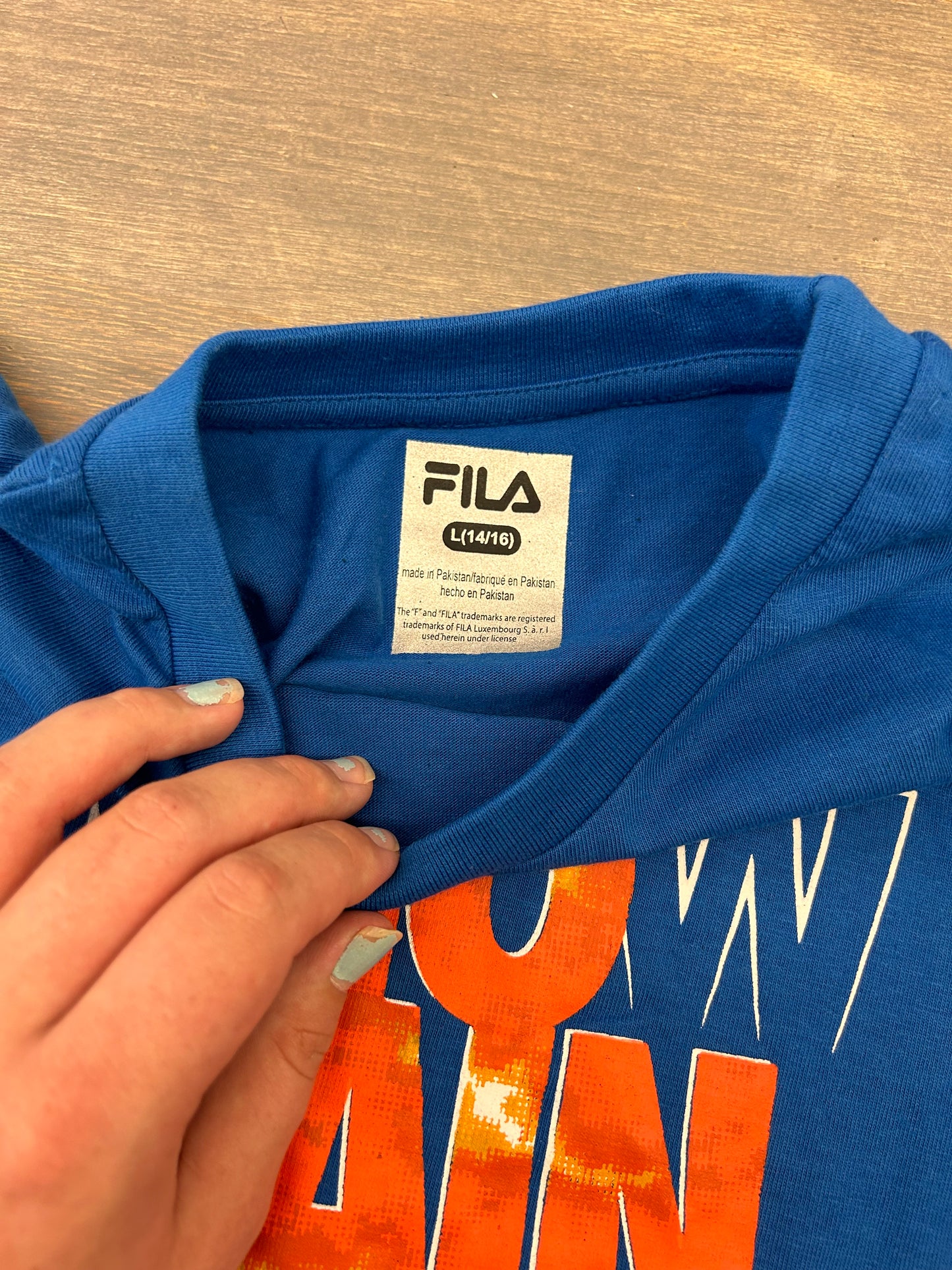 NEW FILA 14/16 blue no gain graphic T-shirt