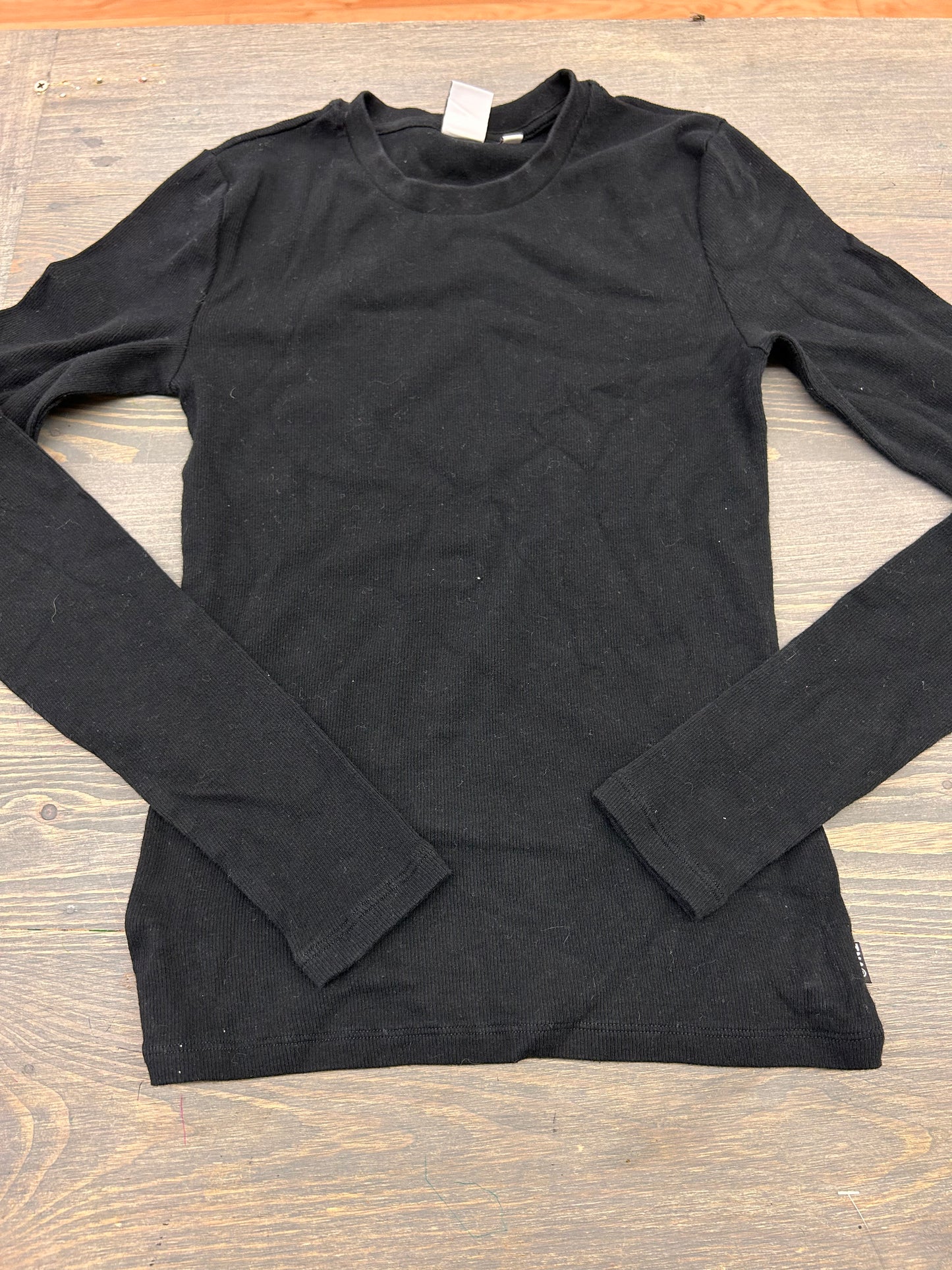 TNA small black ribbed long sleeve top