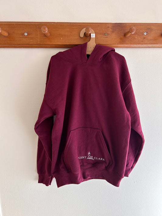 Youth burgundy point Clark pocket hoodie