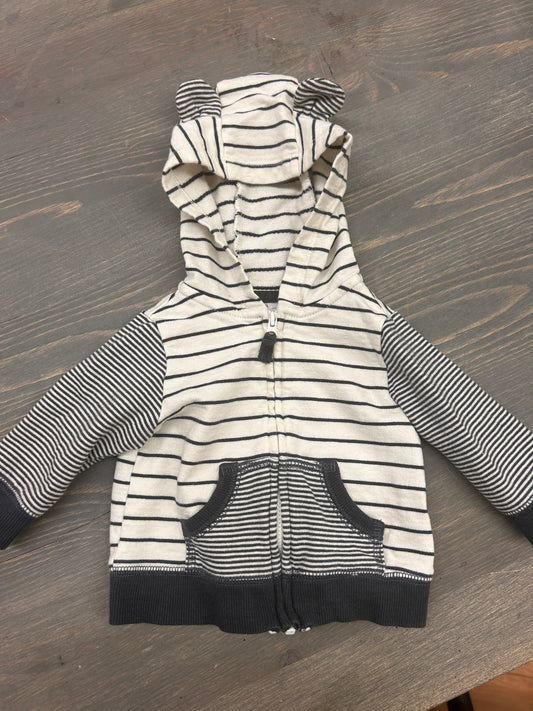 Carters 3m grey & white striped zip up hoodie