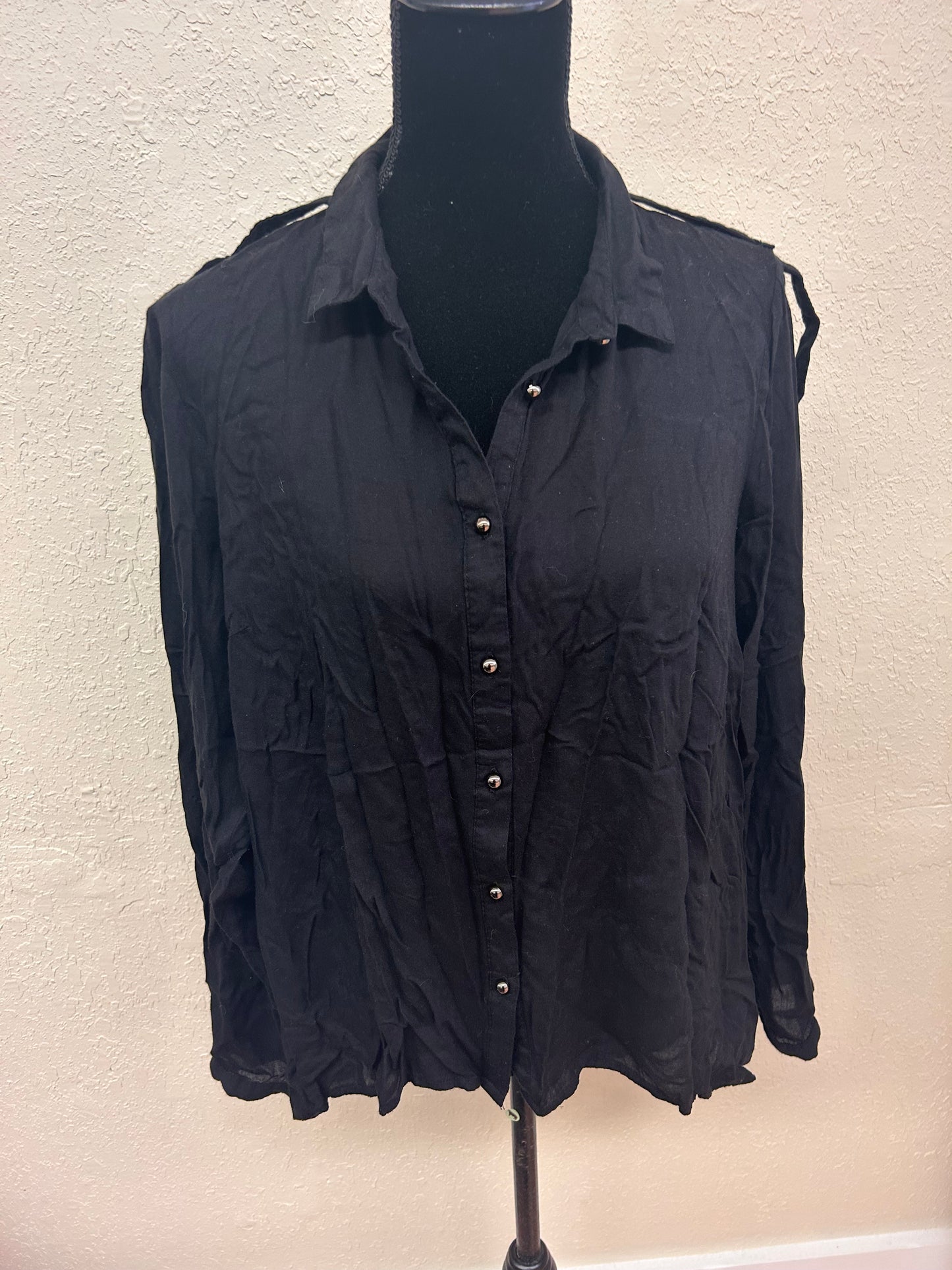 Vero Moda large black sheer button up shirt