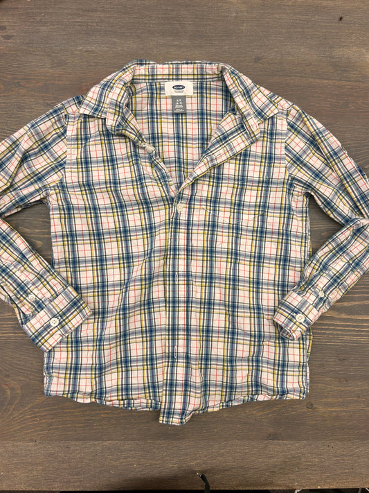 Old navy 6/7 white & blue flannel