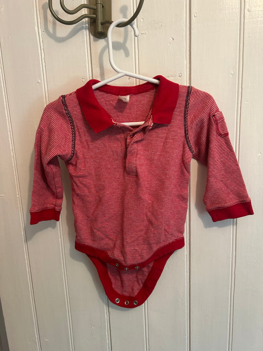 Gap 6/12m red striped polo onesie