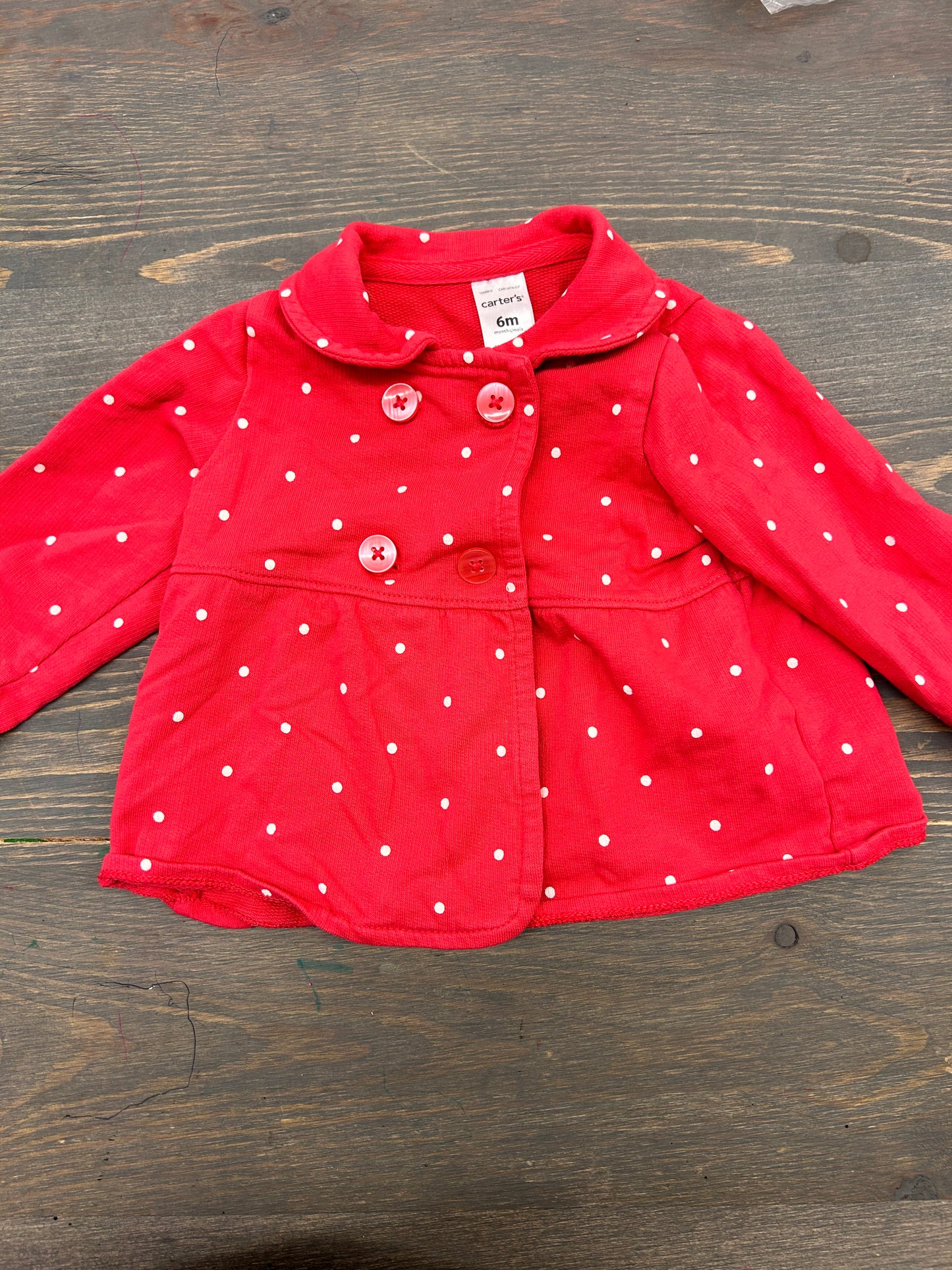 Carters 6m pink polka dot cardigan