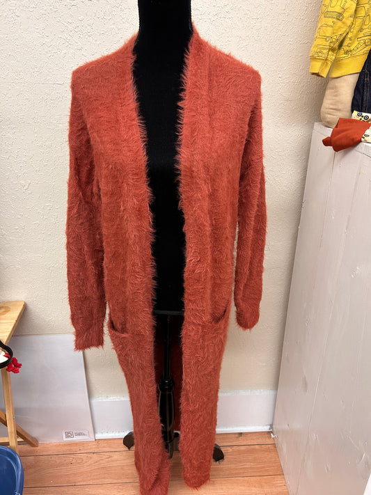 Jessica Simpson medium orange fuzzy cardigan