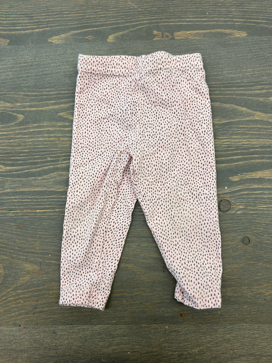 Carters 6/9m pink & black polka dot leggings