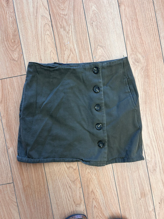 Chloe & Katie medium green button up denim skirt