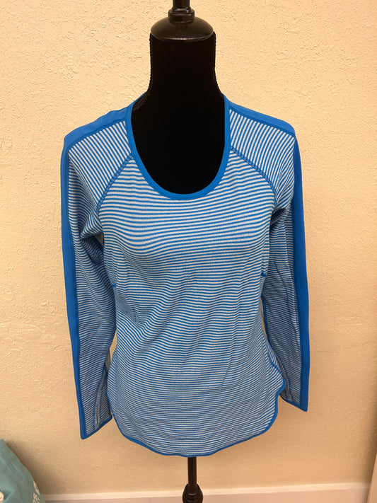 Lululemon 12 blue striped reversible long sleeve shirt