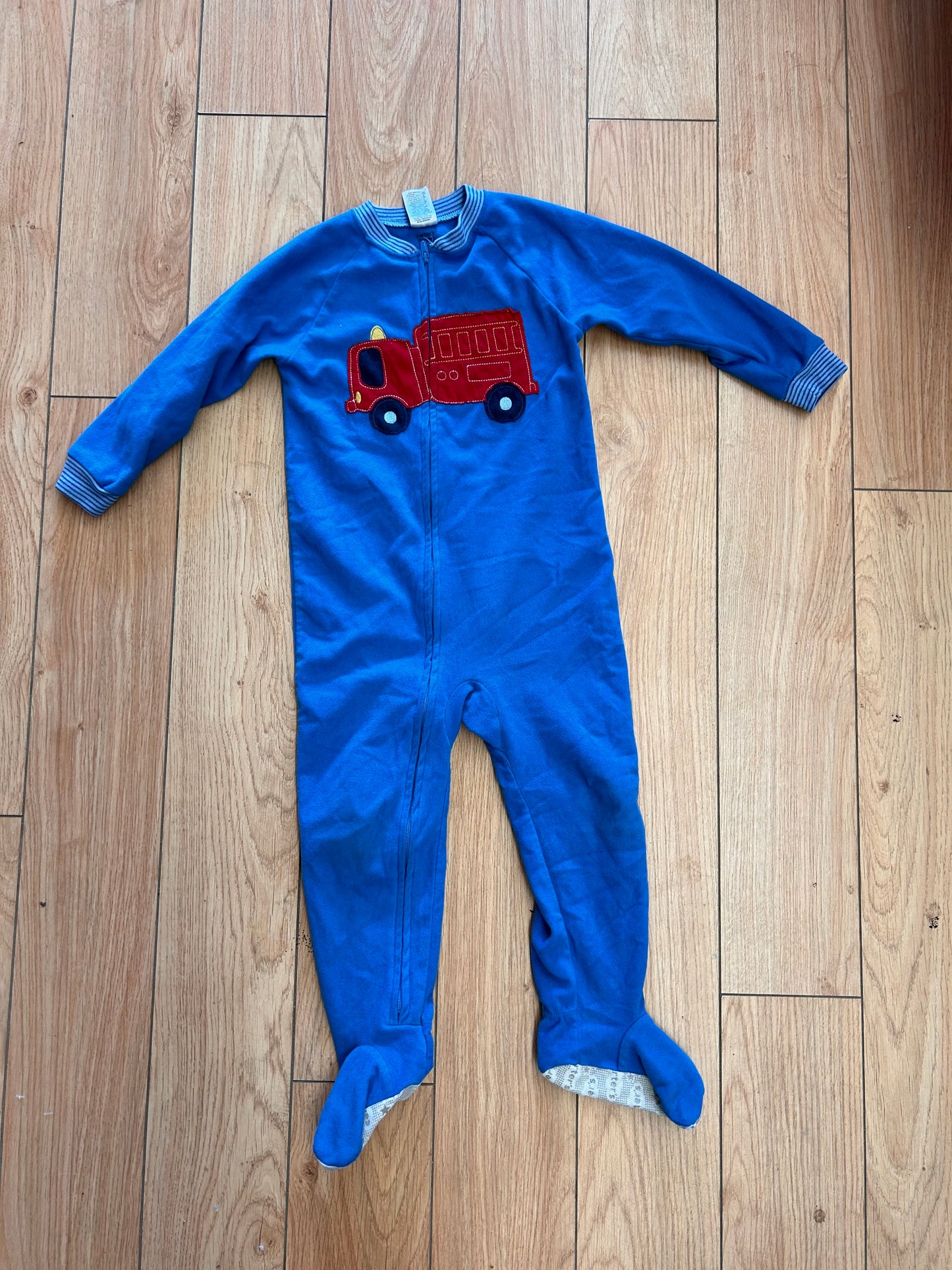 Carters 3t blue firetruck fleece sleeper