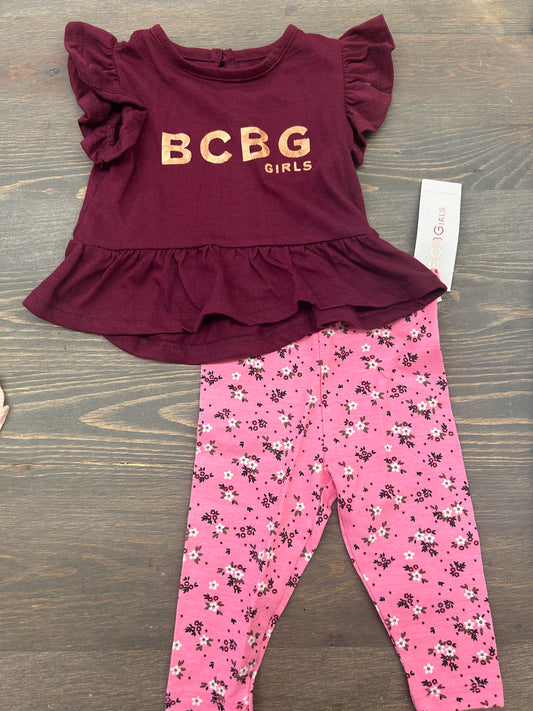 NEW BCBGirls 12m pink floral 2pc set