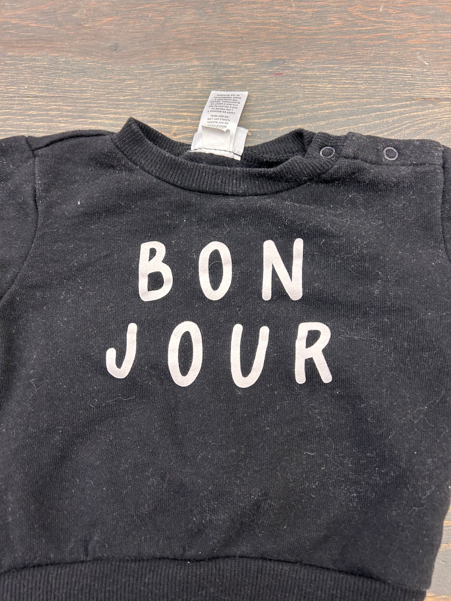 Indigo baby 3/6m black bonjour sweater