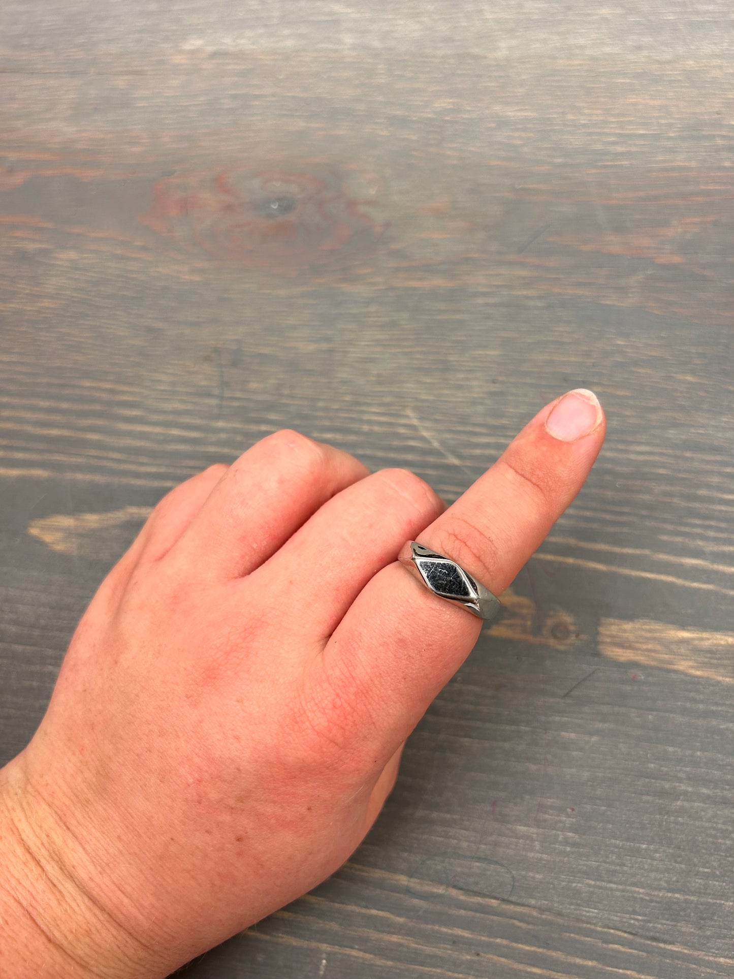 Silver geometric ring