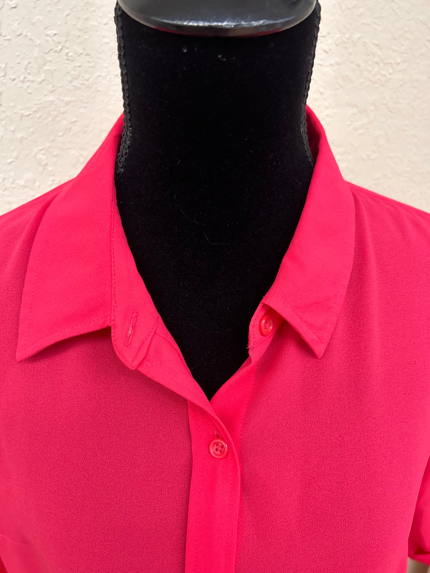 Apt 9 large pink sheer button up short sleeve blouse