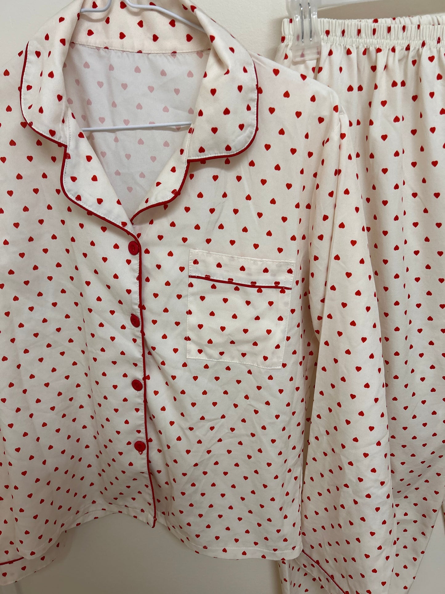 Small red heart polka dot 2pc sleep set