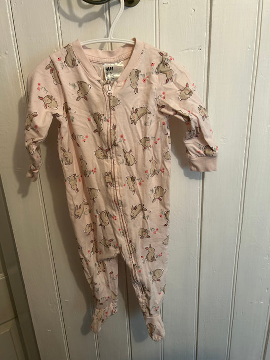 H&M 6/9m pink rabbit sleeper