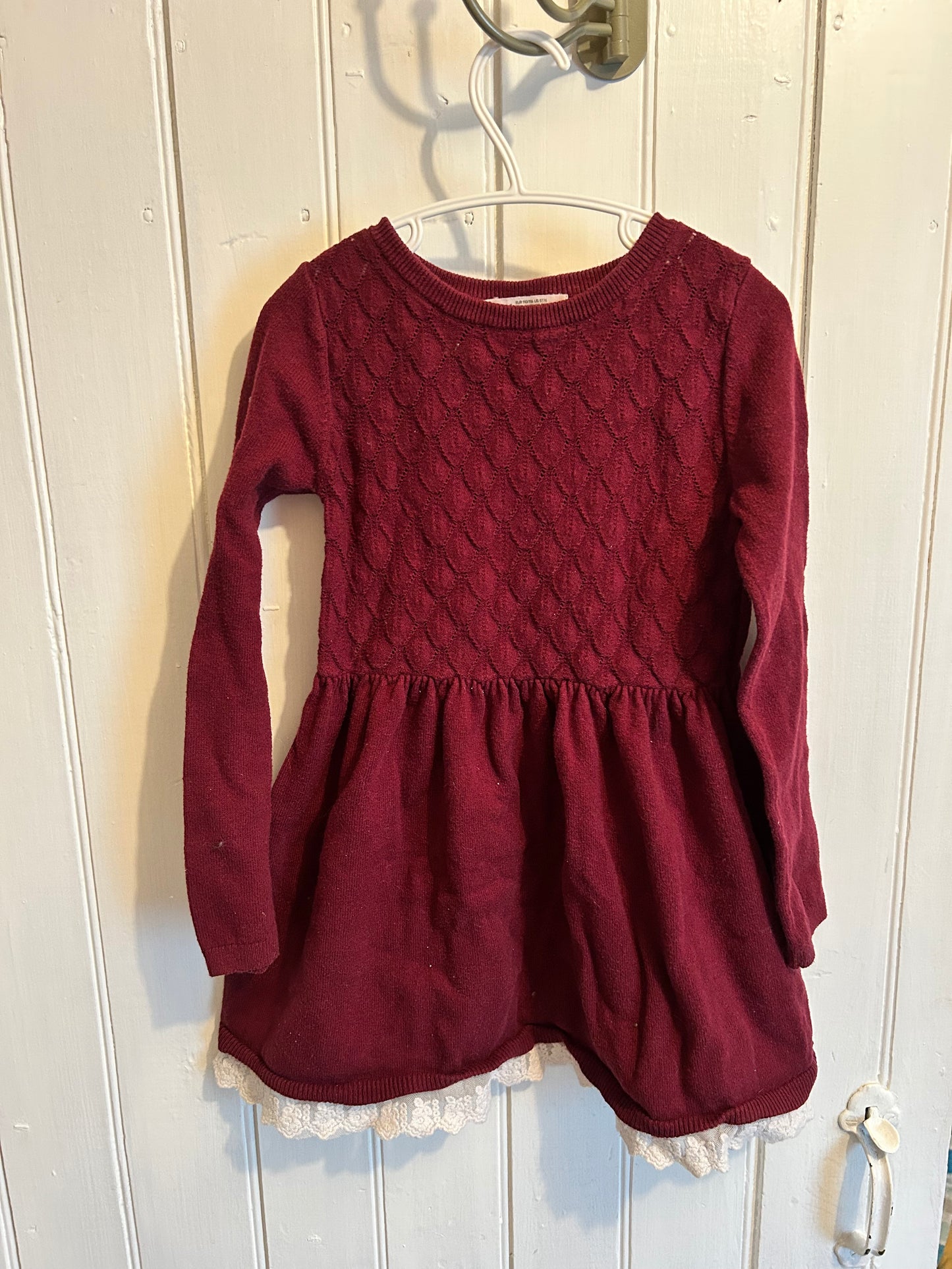 H&M 5/6 burgundy knit dress
