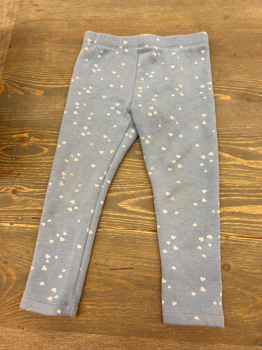 Joe fresh 3t blue heart fleece lined leggings