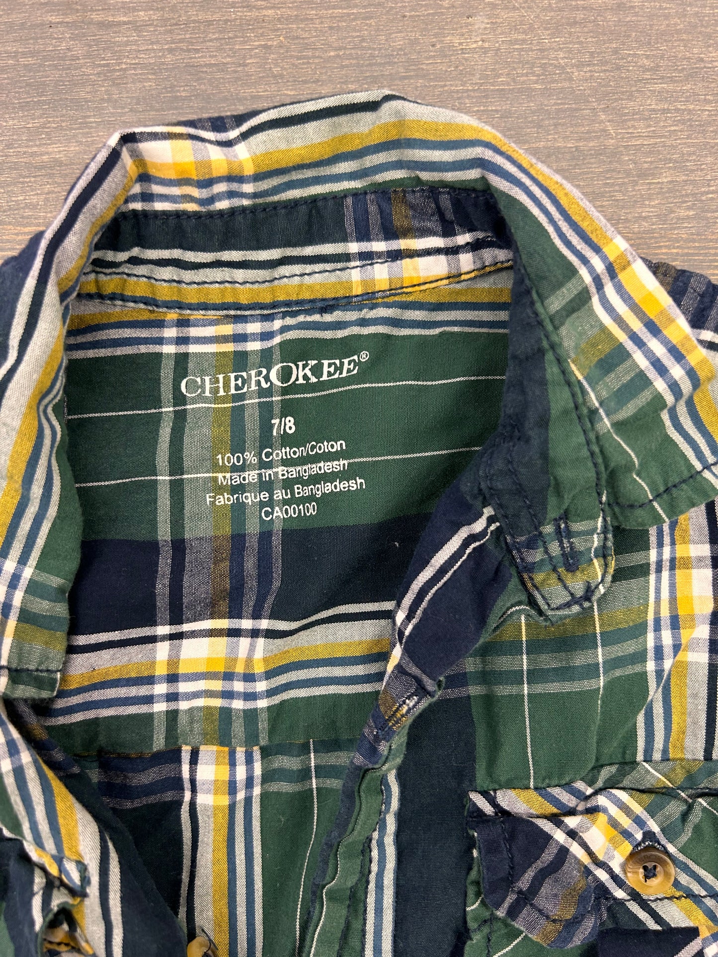 Cherokee 7/8 green & yellow flannel