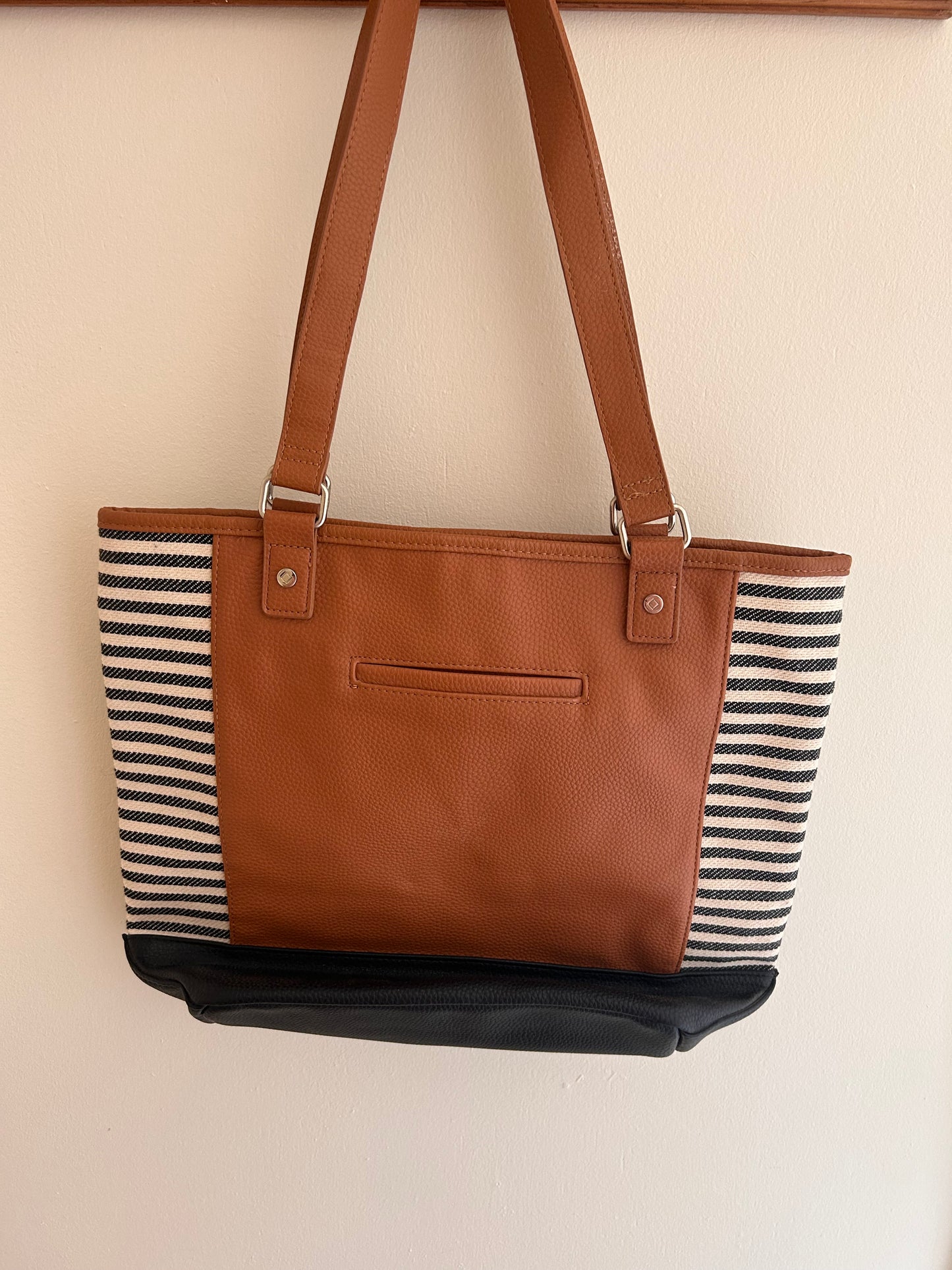 31 brown & black striped tote bag