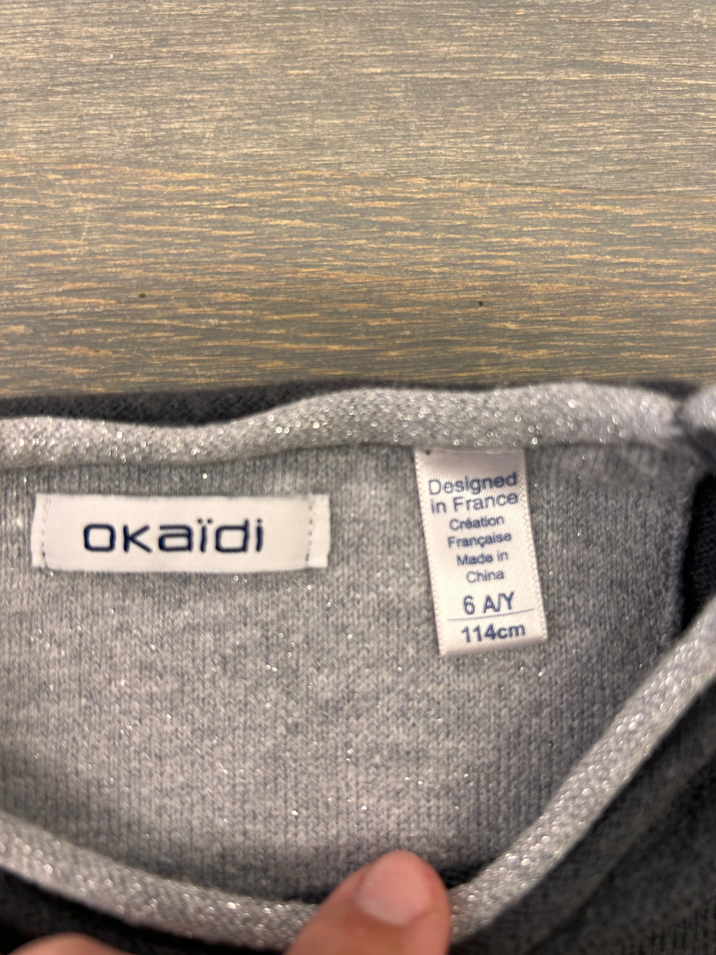 Okaidi 6 grey heart elbow sweater