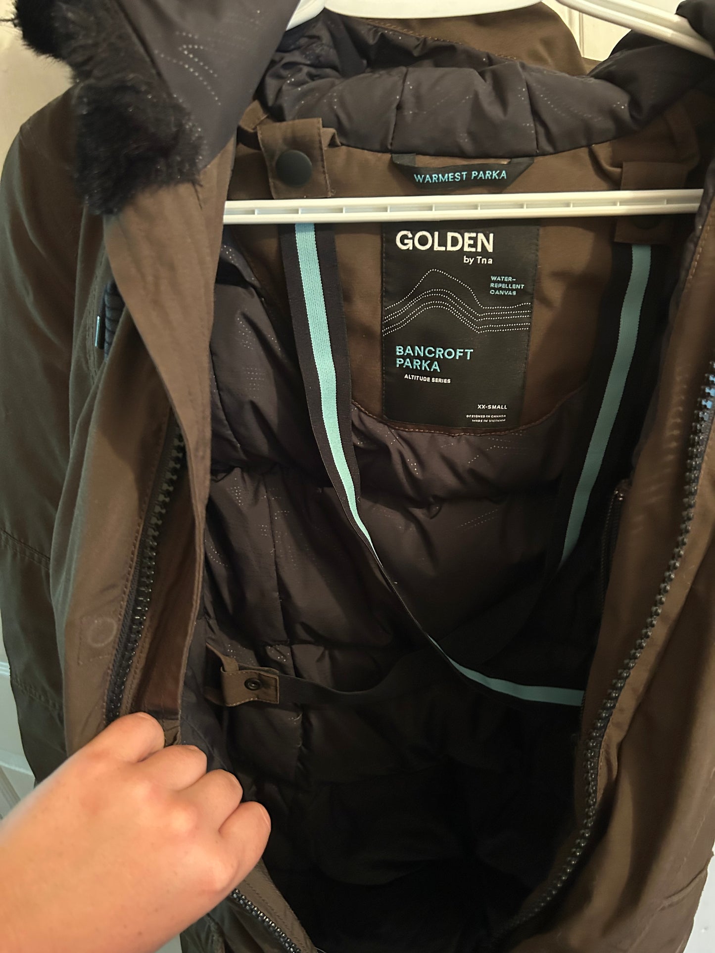 TNA XXS brown warmest parka winter coat