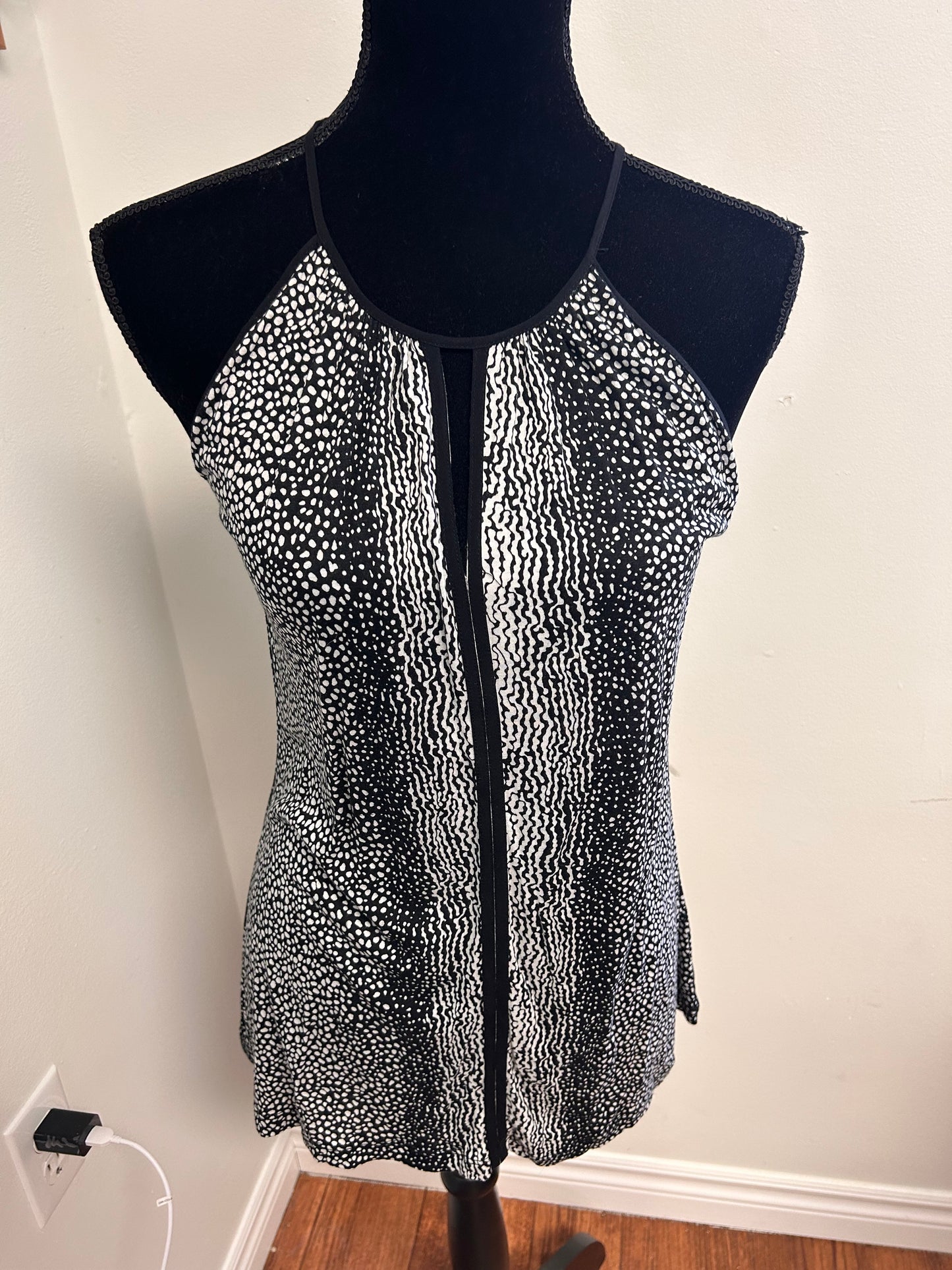 Dex medium black & white polka dot tank blouse