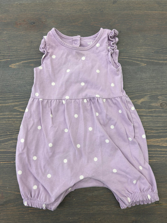 M&S 6/9m purple polka dot romper