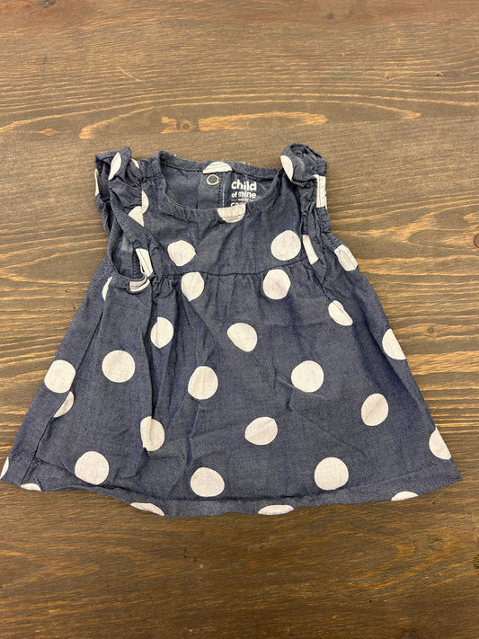 Carters 3/6m denim & white polka dot tank top