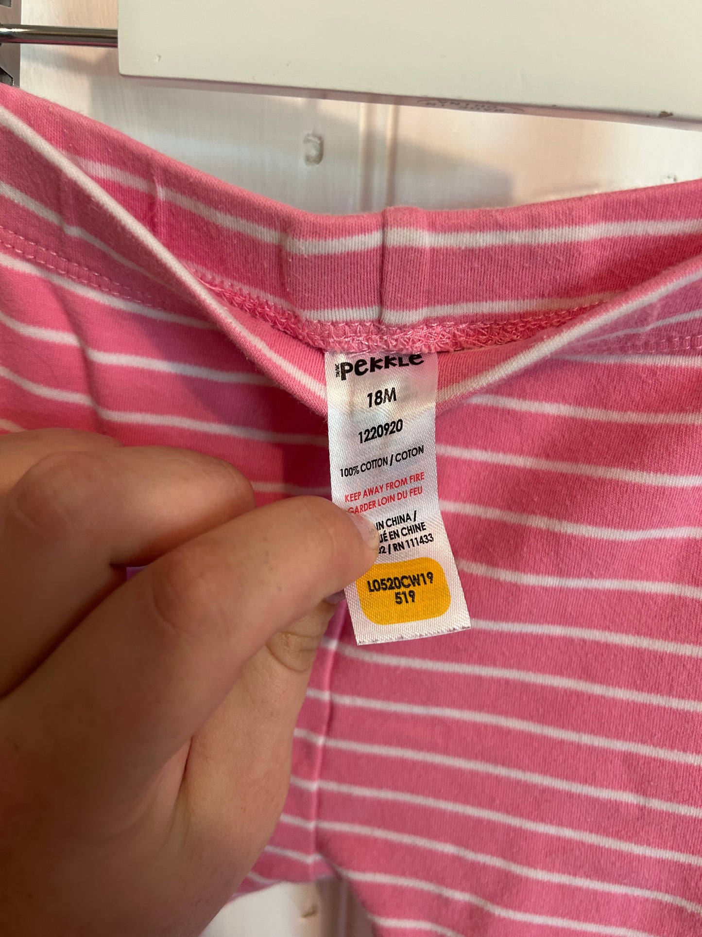 Pekkle 18m pink striped leggings