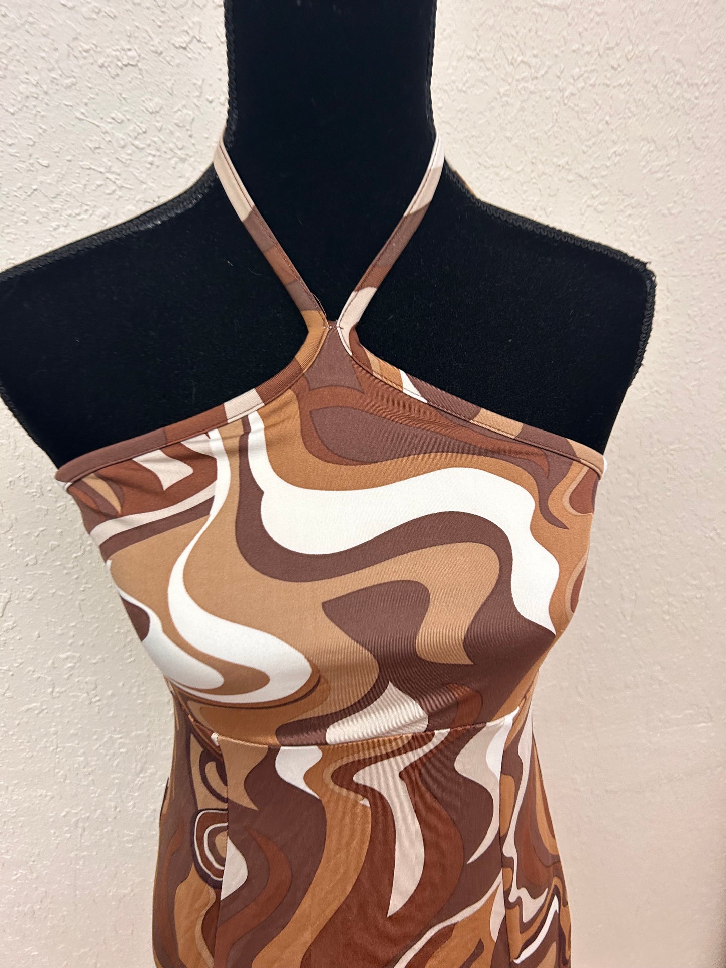 Streetwear society large brown funky mini dress