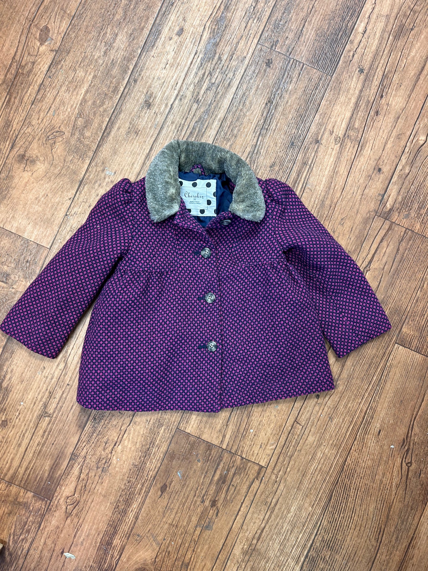 Cherokee 3t purple fur collar Coat