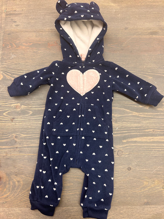 Carters 3m blue heart Bunting suit