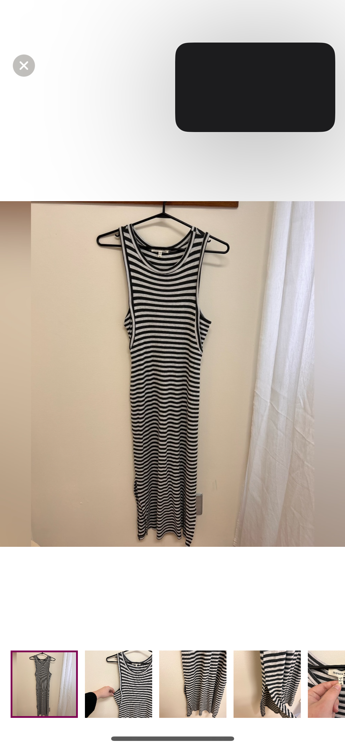 Monteau medium grey striped midi bodycon dress