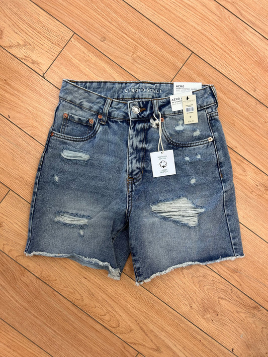 NEW Aeropostale 0 denim 90s baggy distressed shorts