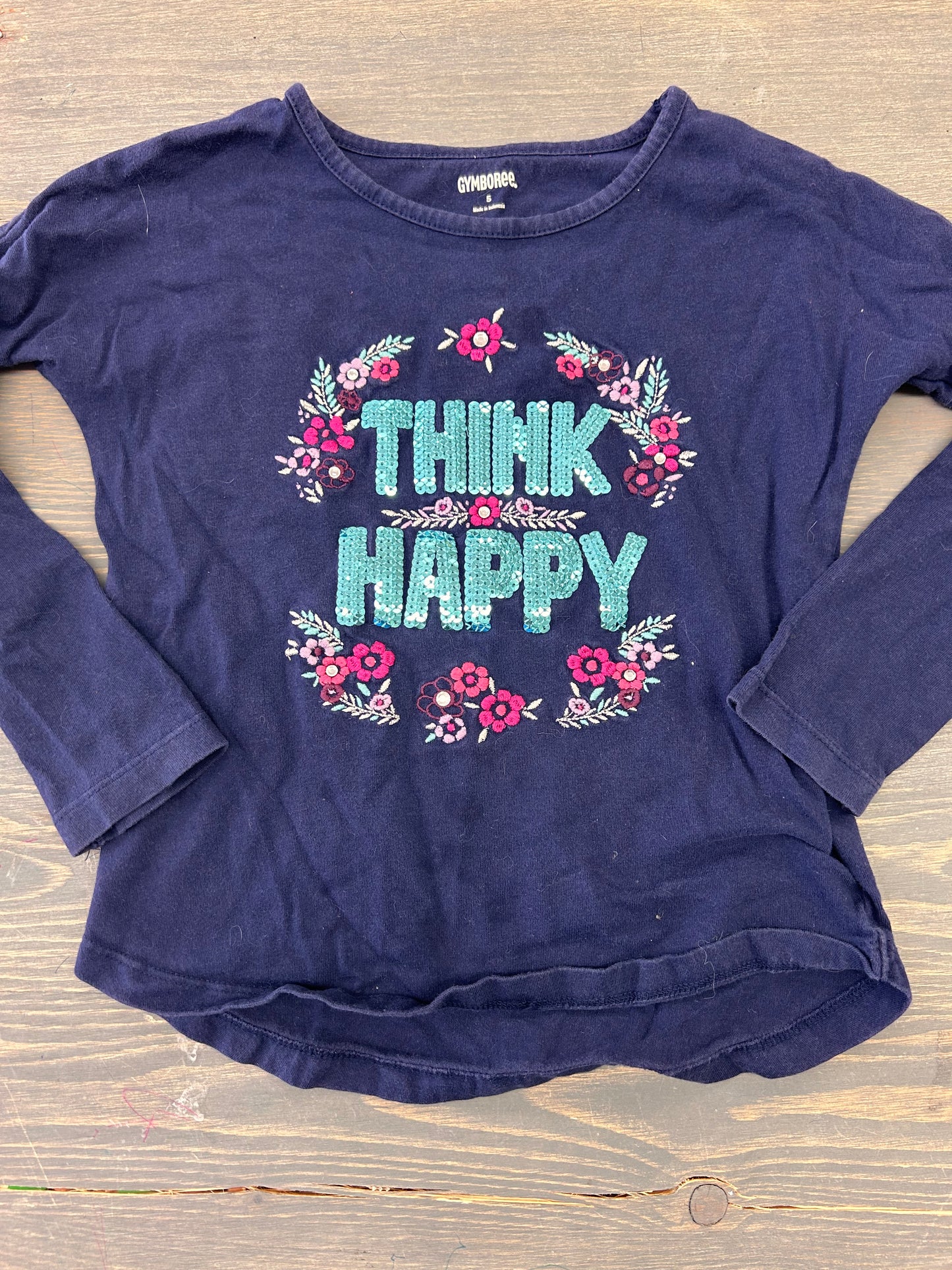 Gymboree 5 think happy sequin graphic shirt