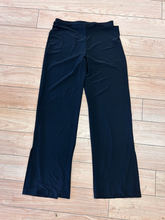 Franklyman 8 black wide leg side slit pants