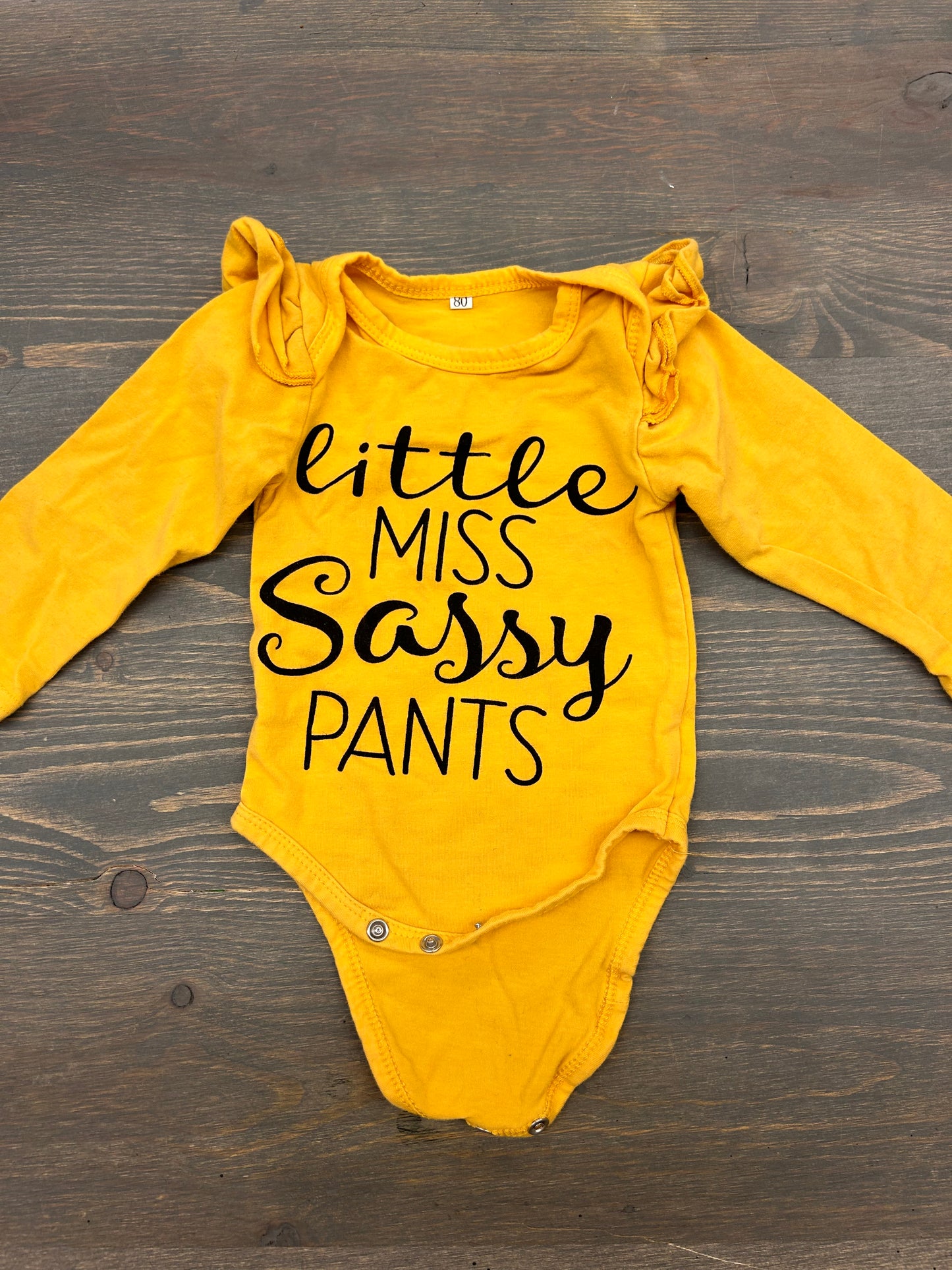 9m yellow sassy pants onesie