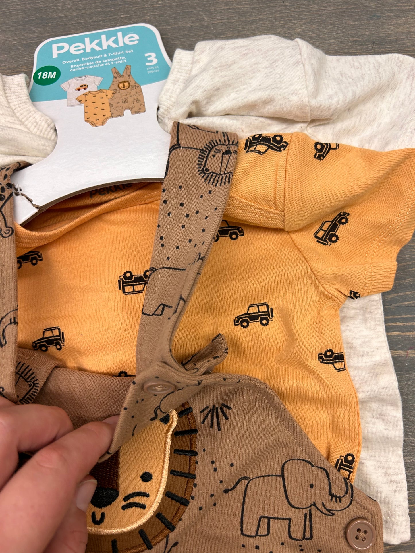 NEW Pekkle 18m brown safari overall set